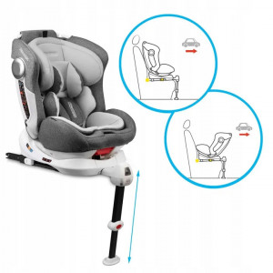 Scaun auto pivotant, pentru copii 0 - 36 kg, cu picior de stabilizare, sistem isofix, rotatie 360 grade, de la nastere la 12 ani, Ricokids, Stigo, Grey
