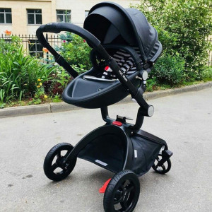 Set 3 in 1 - Carucior Hot Mom Premium Negru 2 in 1 + Scoica auto Joie Gemm Navy Blazer