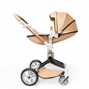 Set 4 in 1 - Carucior Hot Mom Champagne 2 in 1 + Scoica auto Joie i-Size i-Gemm 2 Pebble + Baza isofix i-Base
