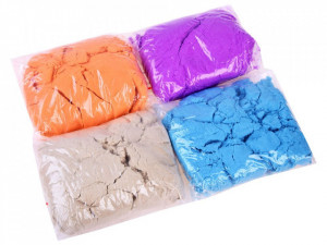 Set - Nisip chinetic cu matrite pentru modelare, diverse forme, 4 pungi x 0,5 kg