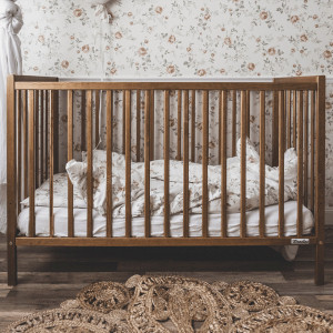 Set Patut Bebe Din Lemn Masiv Woodies Stardust Vintage, 120 cm x 60 cm + Saltea Cocos Confort II 10 c