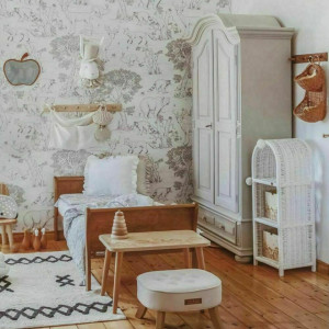 Set Patut Transformabil din Lemn Masiv de Pin, MDF, 140 x 70 cm, pentru copii si junior, 2 trepte de reglare inaltime, 3 lamele detasabile, Woodies Safe Dreams, Noble, Vintage + Saltea pentru patut copii, Mykids, Cocos, Confort II, 140 x 70 x 10 cm