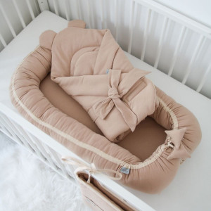 Tiny Star - Babynest Sepia, Cuib Pentru Bebelusi, Ajustabil, Portabil, Reductor Patut, Tiny Star