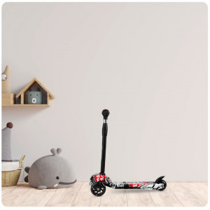 Trotineta de echilibru pentru copii, cu 3 roti, lumini LED, pliabila, ghidon reglabil, pana la 35 kg, Ricokids, Piko, Negru, 765010