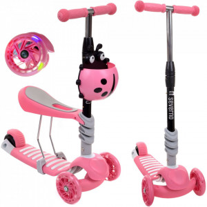 Trotineta pentru copii buburuza roz, Severno Lady Bug 3 in 1