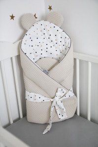 Babyhorn, paturica de infasat multifunctionala, 73 x 73 cm, Tiny Star Sweet Confetti & Beige