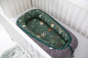 Babynest pentru copii, 80 x 50 cm, ajustabil, portabil, reductor patut, Tiny Star, Bambus Shells & Graphite