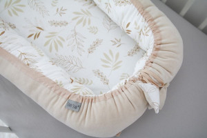 Babynest pentru copii, 80 x 50 cm, ajustabil, portabil, reductor patut, Tiny Star, Grain & Ivory