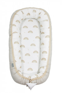 Babynest pentru copii, 80 x 50 cm, ajustabil, portabil, reductor patut, Tiny Star Rainbow & Beige,