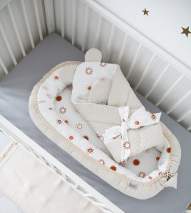 Babynest Tiny Star Sunshine&Beige, cuib pentru bebelusi, ajustabil, portabil, reductor patut