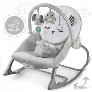 Balansoar pentru copii, cu vibratii, 2 trepte de inclinare, bara de jucarii, Ricokids, Gri, 7323