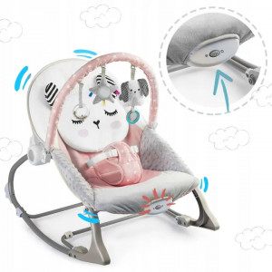 Balansoar pentru copii, cu vibratii, 2 trepte de inclinare, bara de jucarii, Ricokids, Roz