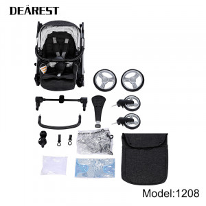 Carucior Reversibil pentru copii, 0-3 ani, pana la 20 kg, Dearest, 1208 Black