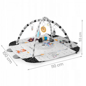 Covoras educational pentru copii, interactiv, multifunctional, cu oglinda, 110 x 100 cm, Ricokids, Boho