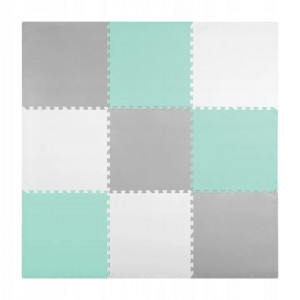 Covoras puzzle din spuma pentru copii, 180x180cm, 9 piese, Ricokids, 7504, Gri Menta