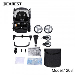 Dearest - Carucior Reversibil pentru copii, 0-3 ani, pana la 20 kg, 1208 Black