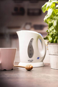 Fierbator electric, apa calda pentru cafea, ceai, lapte praf, Adler, AD 02, 760W, 0.6 litri, Alb, Severno