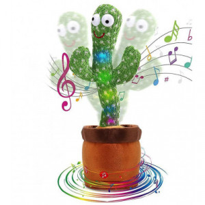 Jucarie Interactiva Cactus Dansator Educativ, 60 Melodii, Canta, Danseaza, Imita, Cablu Usb, Verde