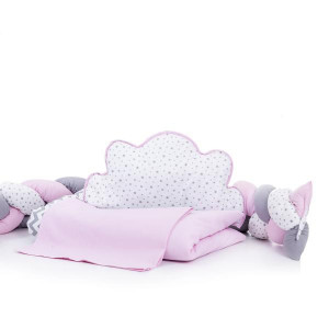 Lenjerie 6 piese pentru patut copii Gray-Pink fara baldachin 120x60