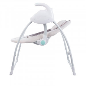Lionelo - Balansoar Electric pentru Copii, Cu Senzor de Plans, Carusel electric si proiector, Cu melodii, 68x68 cm, Robin Beige