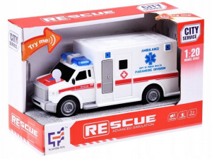 Masinuta de jucarie, Ambulanta, cu lumini si sunete, usa, 20 cm, Jokomisiada, ZA3220