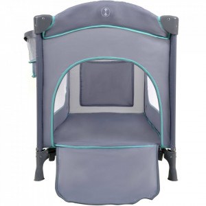 Patut pentru copii, pliabil cu etaj suplimentar, 120 x 60 cm, bara cu jucarii, masa de infasat, plasa de tantari, Severno, Comfort Plus, Grey Mint
