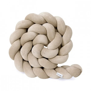 Protectie impletita pentru patut copii, din bumbac catifelat, Sparrow, Velvet Capuccino, 200 cm
