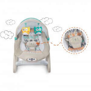 Ricokids - Balansoar pentru copii, de la nastere, cu vibratii si melodii, copertina, bara cu jucarii, Grey