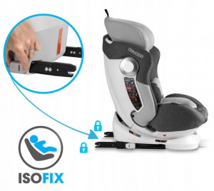 Scaun auto pivotant, pentru copii 0 - 36 kg, cu picior de stabilizare, sistem isofix, rotatie 360 grade, de la nastere la 12 ani, Ricokids, Stigo, Grey