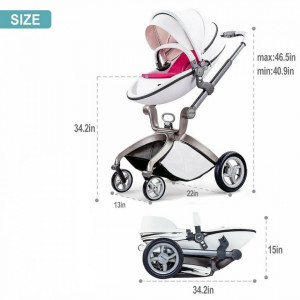Set 3 in 1 - Carucior Hot Mom Premium Alb 2 in 1, pernita roz + Scoica auto Joie Gemm Foggy Gray