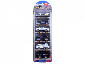 Set 6 masinute de jucarie, Politie, machetute din metal cu accesorii de plastic