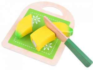 Set Fructe si Legume din lemn, cu tocator, cutit, sistem velcro, 13 piese, Jokomisiada ZA3571