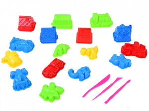 Set - Nisip chinetic cu matrite pentru modelare, diverse forme, 4 pungi x 0,5 kg