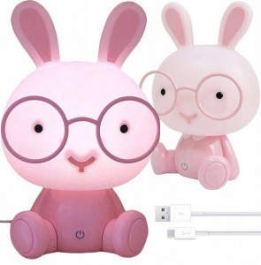 Severno Rabbit - Lampa de veghe de noptiera IEPURAS Roz, 23 cm