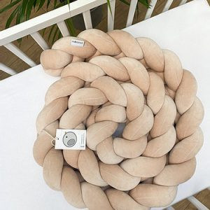 Sparrow - Protectie impletita pentru patut Velvet Warm Beige, 340 cm, Full 120 x 60 cm