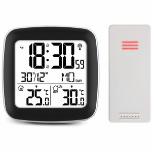 Statie meteo cu afisare ceas, alarma, temperatura, interior-exterior, Berdsen, BD-903, Argintiu