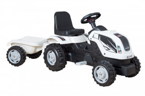 Tractor cu pedale si remorca pentru Copii Micromax MMX Alb