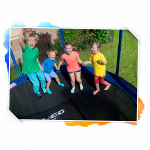 Trambulina pentru copii, Neo-Sport, 252 cm / 8 ft, cu plasa interioara si scara metalica, greutate maxima 1000 kg