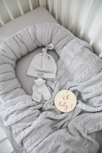 Babynest pentru copii, 80 x 50 cm, ajustabil, portabil, reductor patut, Tiny Star, Smoky