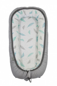 Babynest Tiny Star Grey&Plumes, cuib pentru bebelusi, ajustabil, portabil, reductor patut