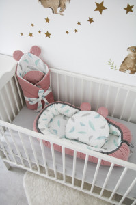 Babynest Velvet & Plumes, Cuib Pentru Bebelusi, Ajustabil, Portabil, Reductor Patut, Tiny Star