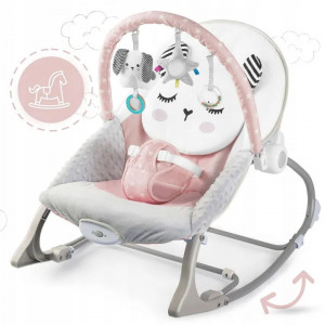Balansoar pentru copii, cu vibratii, 2 trepte de inclinare, bara de jucarii, Ricokids, Roz