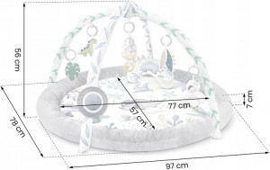 Covoras educativ pentru copii, multifunctional, pereti babynest, 7 jucarii interactive, oglinda, Nukido, Dino, 97 x 78 cm