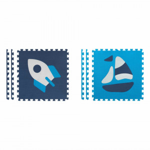 Covoras puzzle din spuma pentru copii, 180x180cm, 9 piese, Ricokids, 7504, Albastru
