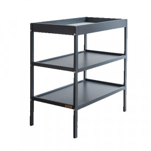 Masa de Schimbat Pentru Bebelusi, din Lemn Masiv, Cu 2 Rafturi De Depozitare Inalte, Woodies Changer Anthracite, 76 x 44 x 86 cm