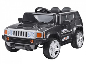 Masinuta electrica cu 2 locuri pentru copii, 2 motoare 12V , 2 baterii 6V/4Ah, telcomanda 2.4Ghz, Hummer Velocity, Negru
