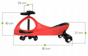 Masinuta pentru copii, cu lumini, sistem de deplasare Wiggle&Go, Severno, Balance, Rosie