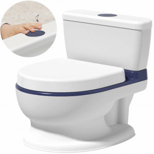 Olita tip vas de toaleta pentru copii, interactiva, 8 melodii, Ricokids, 729000, Alba cu albastru
