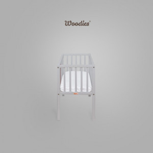 Patut pentru Copii, din Lemn de Pin Masiv, 90 x 40 cm, Woodies Safe Dreams, Crib Stardust Grey