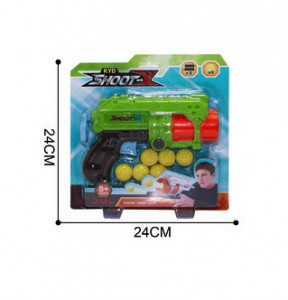 Pistol pentru copii, cu 6 bile de burete Soft Ball, Kid Shoot-X, Verde